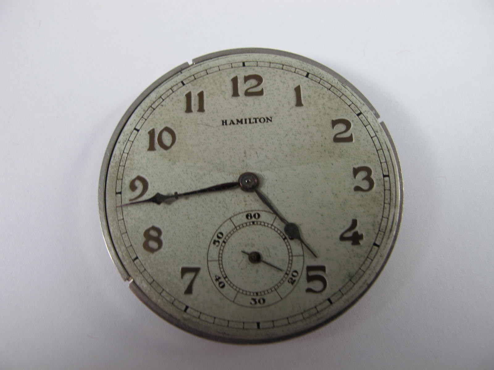 HAMILTON 910 VINTAGE POCKET WATCH MOVEMENT 17J NICKEL PLATED