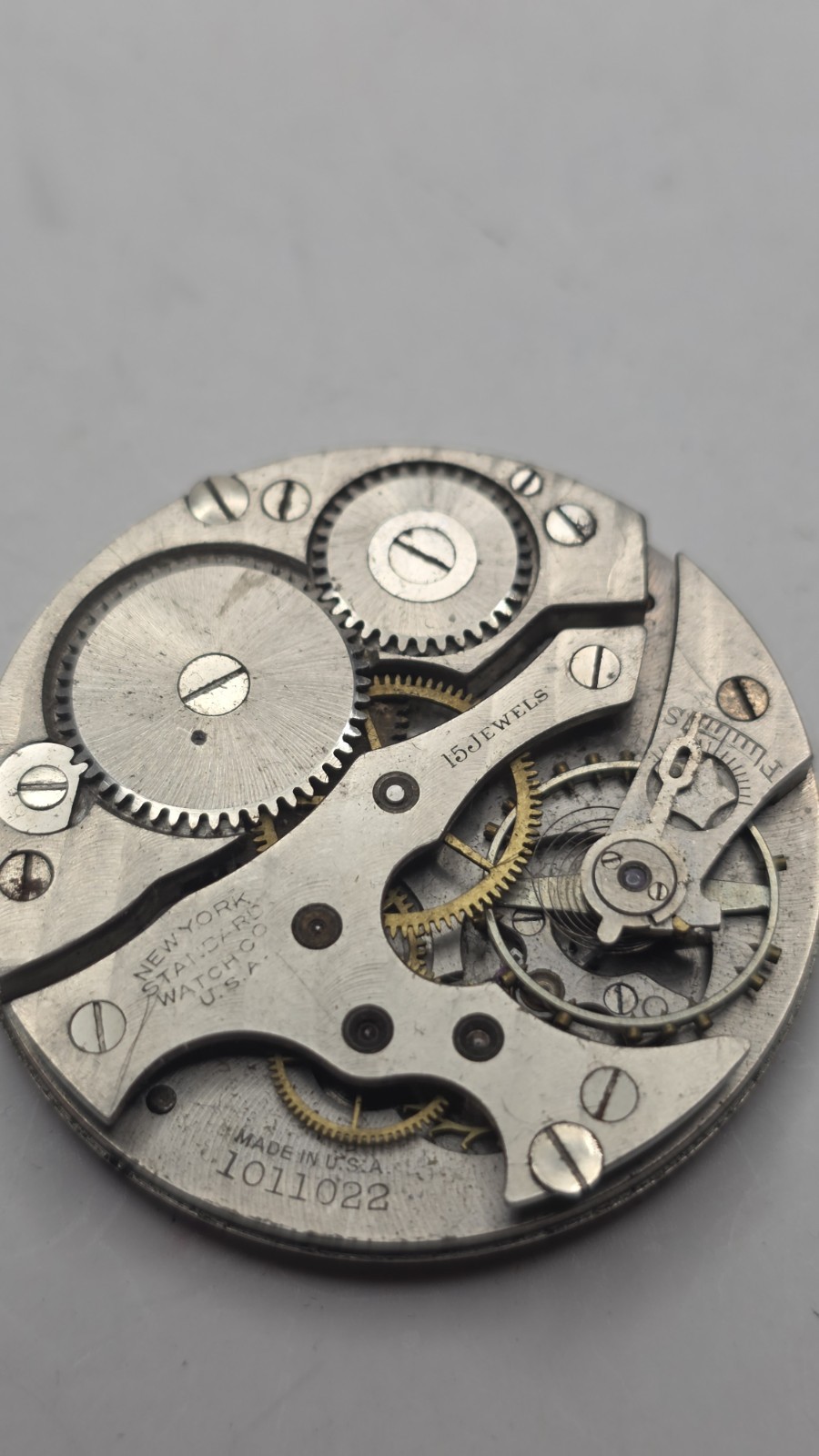 1922 New York Standard 10s 15j Model K Pocket Watch Movement For Repair/Parts
