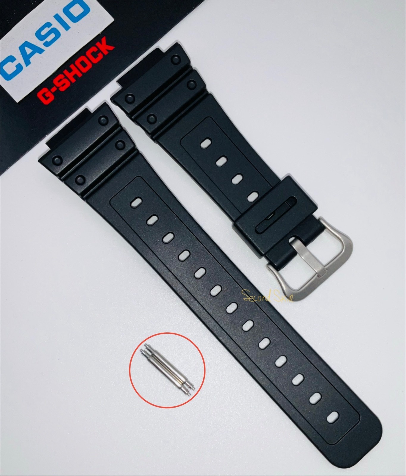 Genuine Casio G-Shock black resin rubber watch band strap DW-5600BB + Pins