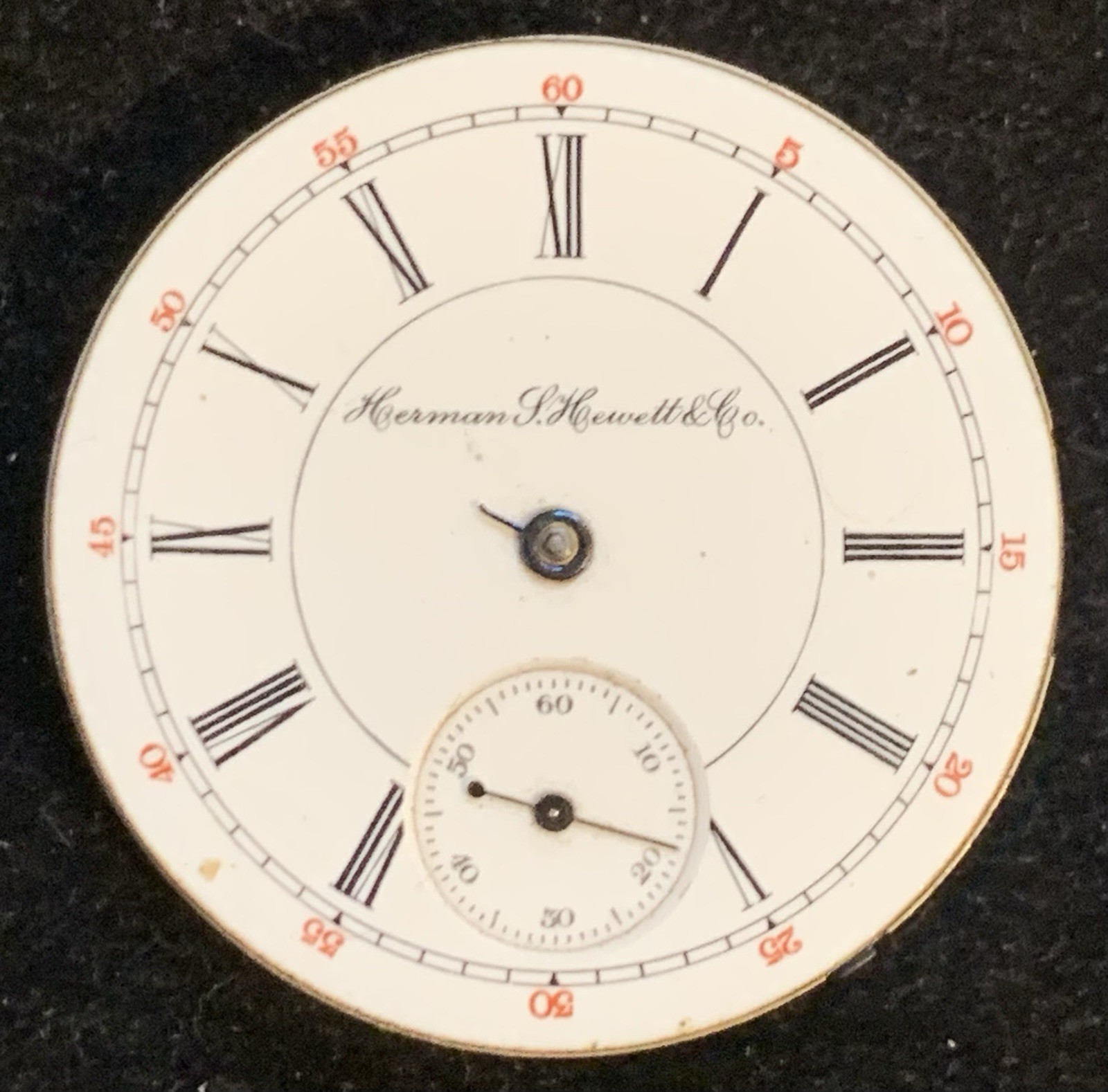 Vintage Herman L Hewett & Co Small Pocket Watch Movement Not Running
