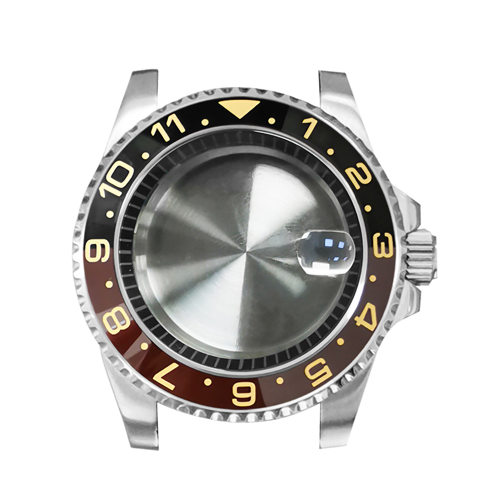 40MM Steel Watch Case Black Inner Ring Sapphire Magnifying Glass for NH35/NH36