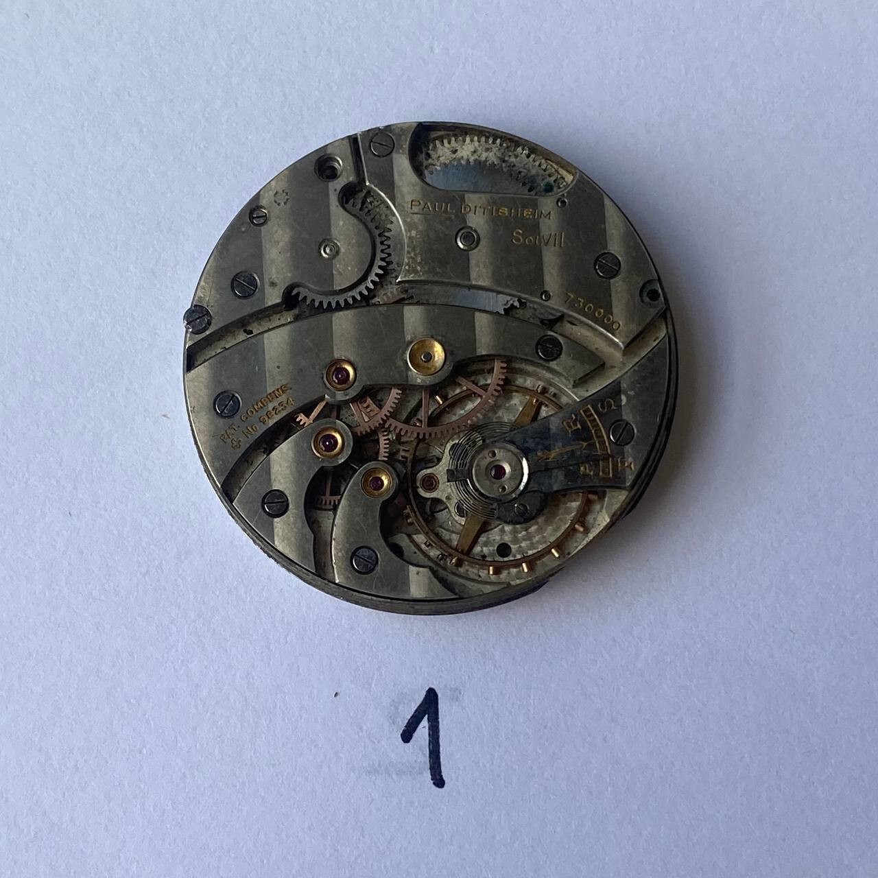 LOT OF 3 PAUL DITISHEIM LABRADOR MOERIS POCKET WATCH MOVEMENTS FOR REPAIR /PARTS