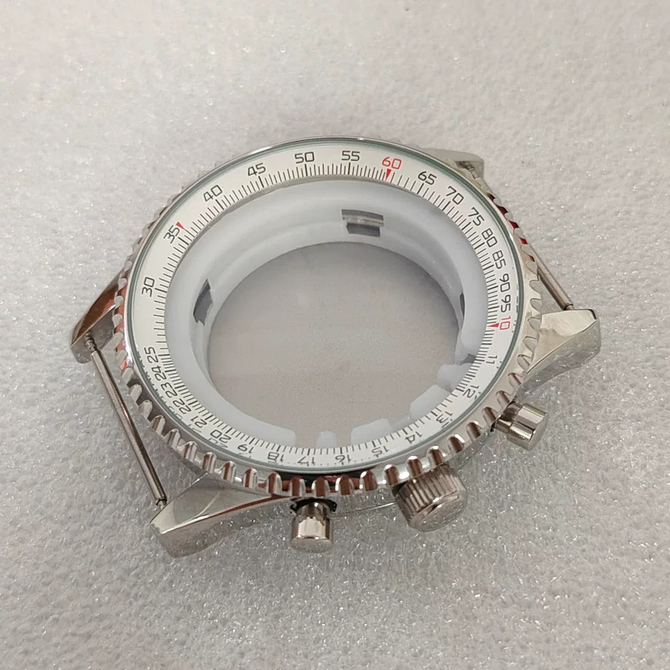 46.5mm Stainless Watch Case + Strap Mineral Glass For Vk63 Movement 36.8mm Dial