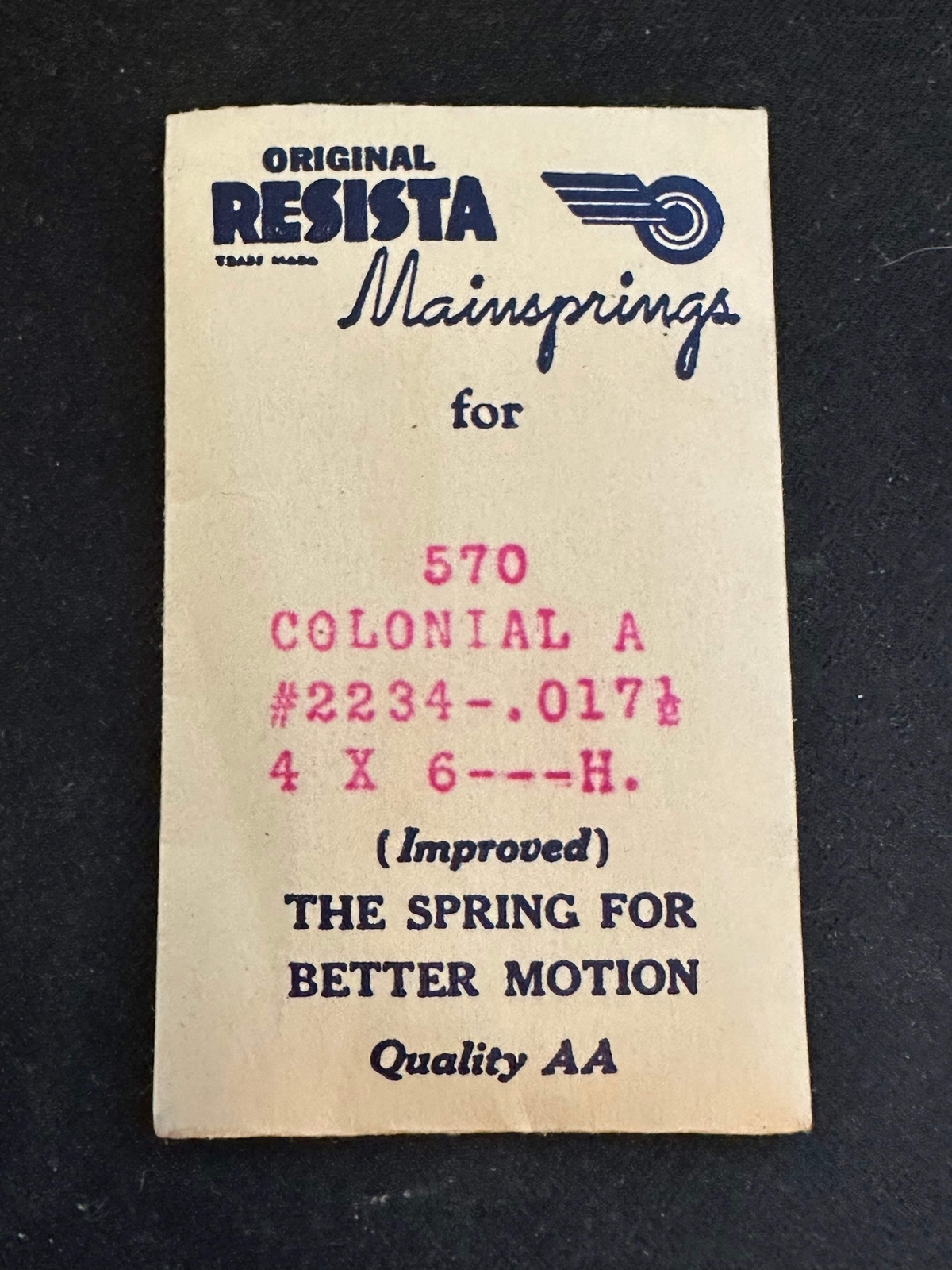Resista Mainspring #570 for Waltham Colonial A Factory No. 2234 – Steel