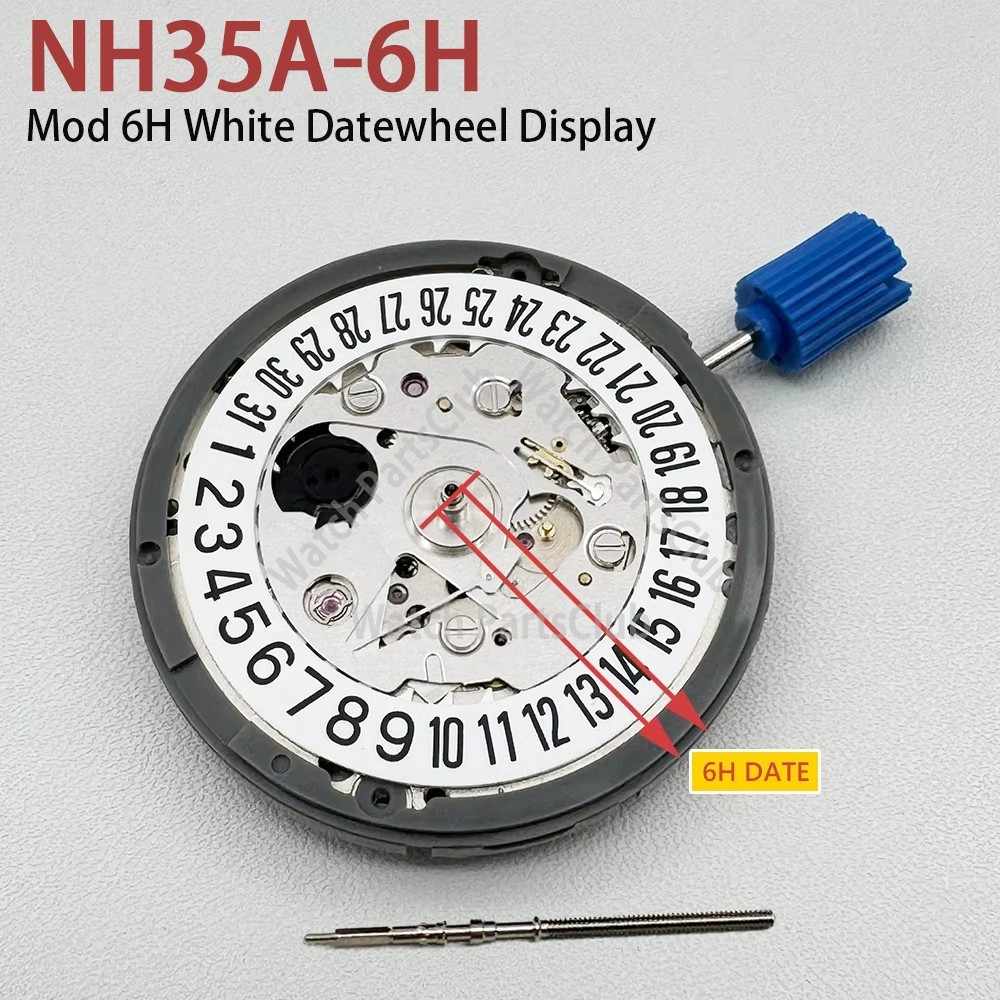NH35 Movement 6 O’clock Datewheel Position NH35A 4R35B White 6H Disc 24 Jewels