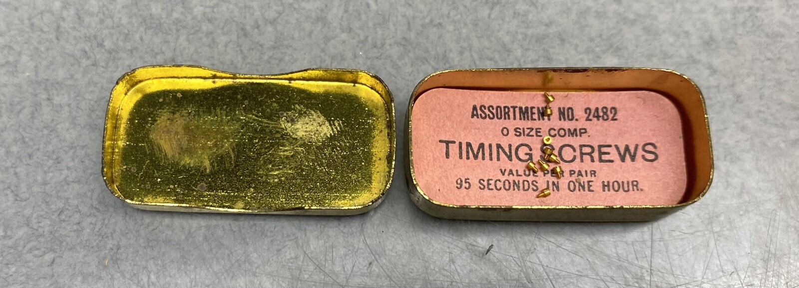 Antique Elgin Watch Timing Screw Tin 6 Inner Tins And A Few Screws Parts