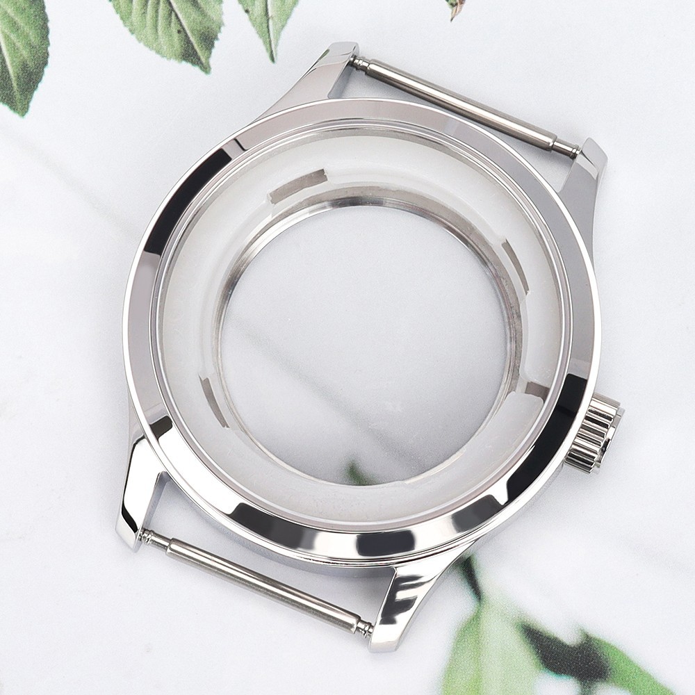 Sapphire 42mm Aviator Watch Case Stainless Smooth Bezel For Seiko NH35 Movement