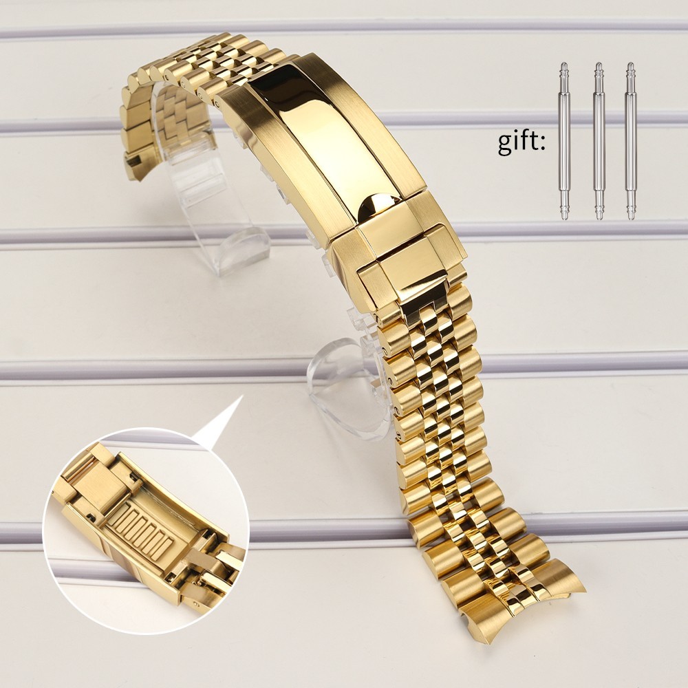 FEIYASHI 20mm Stainless Jubilee Bracelet Sliding Locking Buckle For R-Watch Case