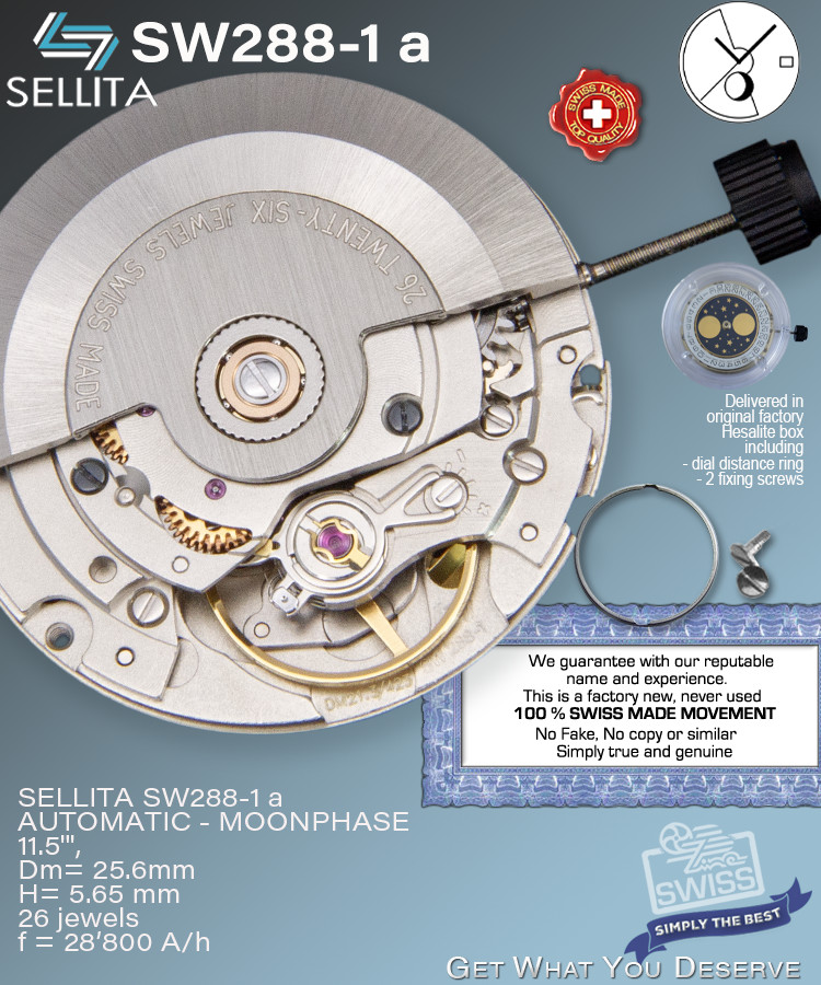 MOVEMENT AUTOMATIC SELLITA SW288-1 a, MOONPHASE