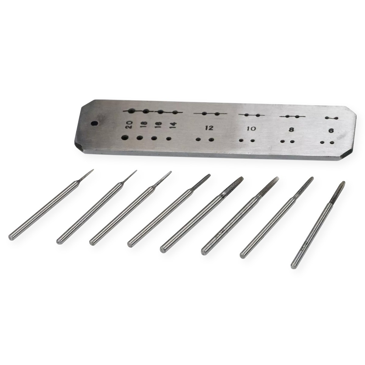 Screw Tap Die Plate 8 Taps Micro Set Watchmakers Jewellers Tool Dies 0.6mm – 2mm