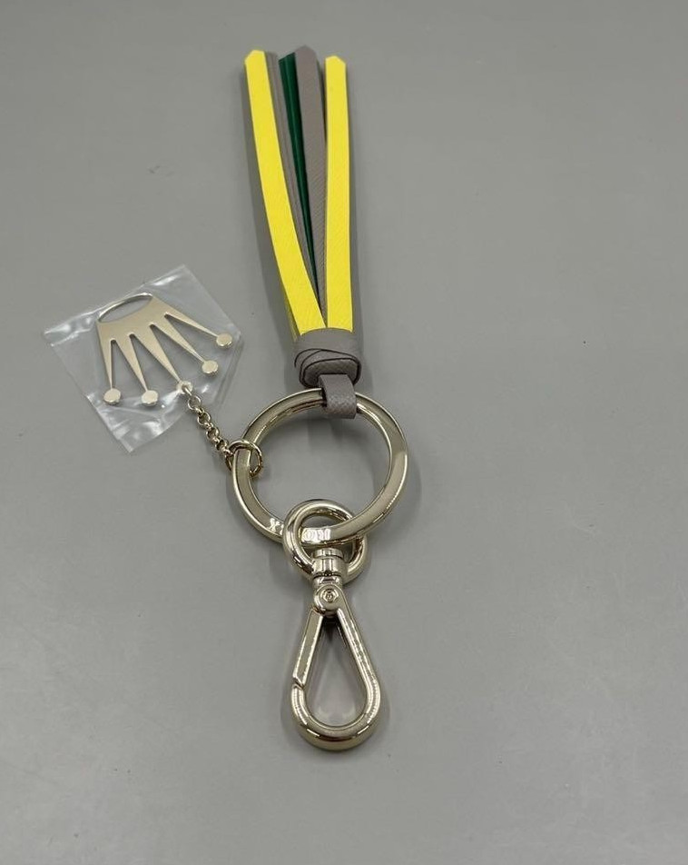 ROLEX Leather Tassel Keychain Green Gold Crown Logo Promo Novelty with Box New