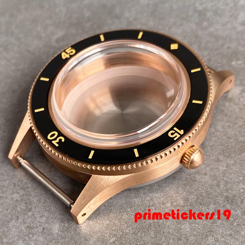 Cusn8 Real Bronze Diver 40mm Watch Case Domed Sapphire Lume Bezel Fit NH35 NH36