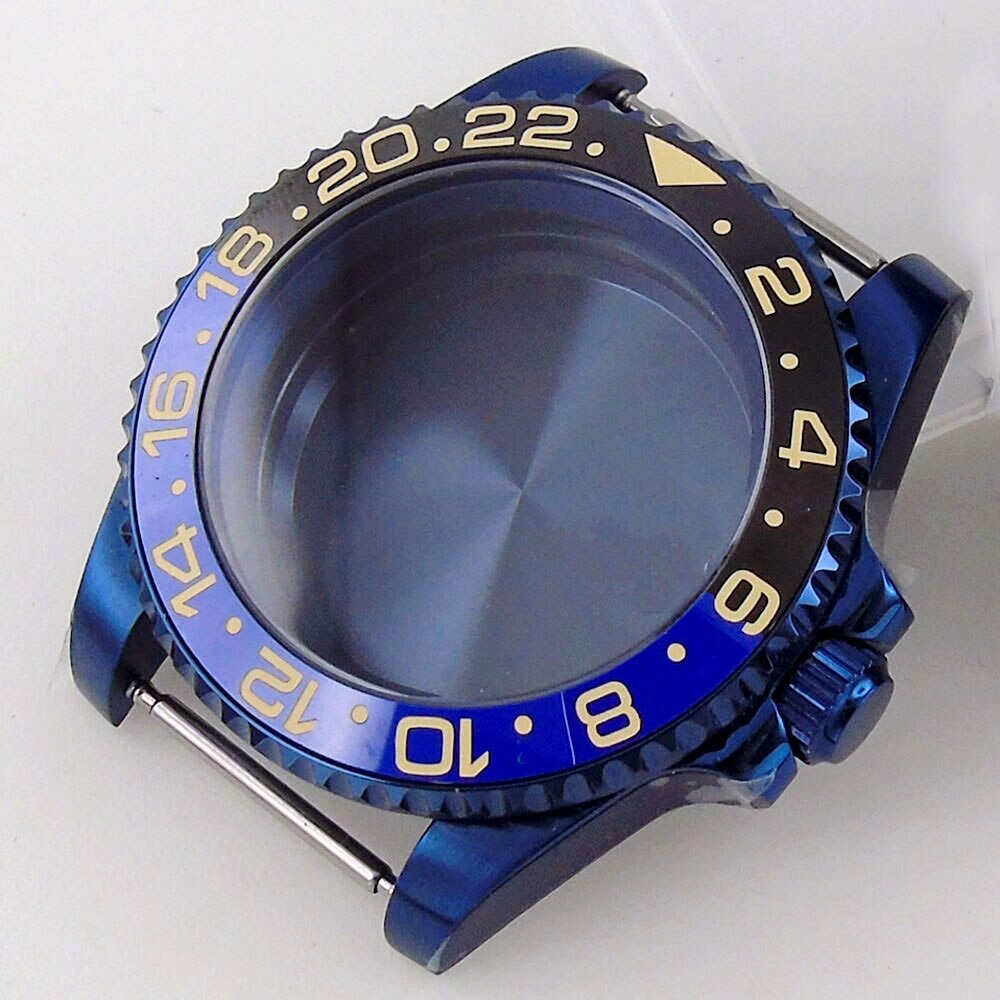 New 20ATM Dive Case 40mm Steel Blue Watch Case Sapphire for NH34 NH35 NH36 Parts