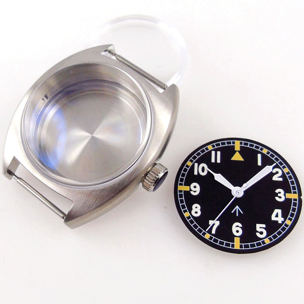 36mm Brushed Stainless Steel Sapphire Glass NH35 NH36 2824 Watch Case Dial Hand