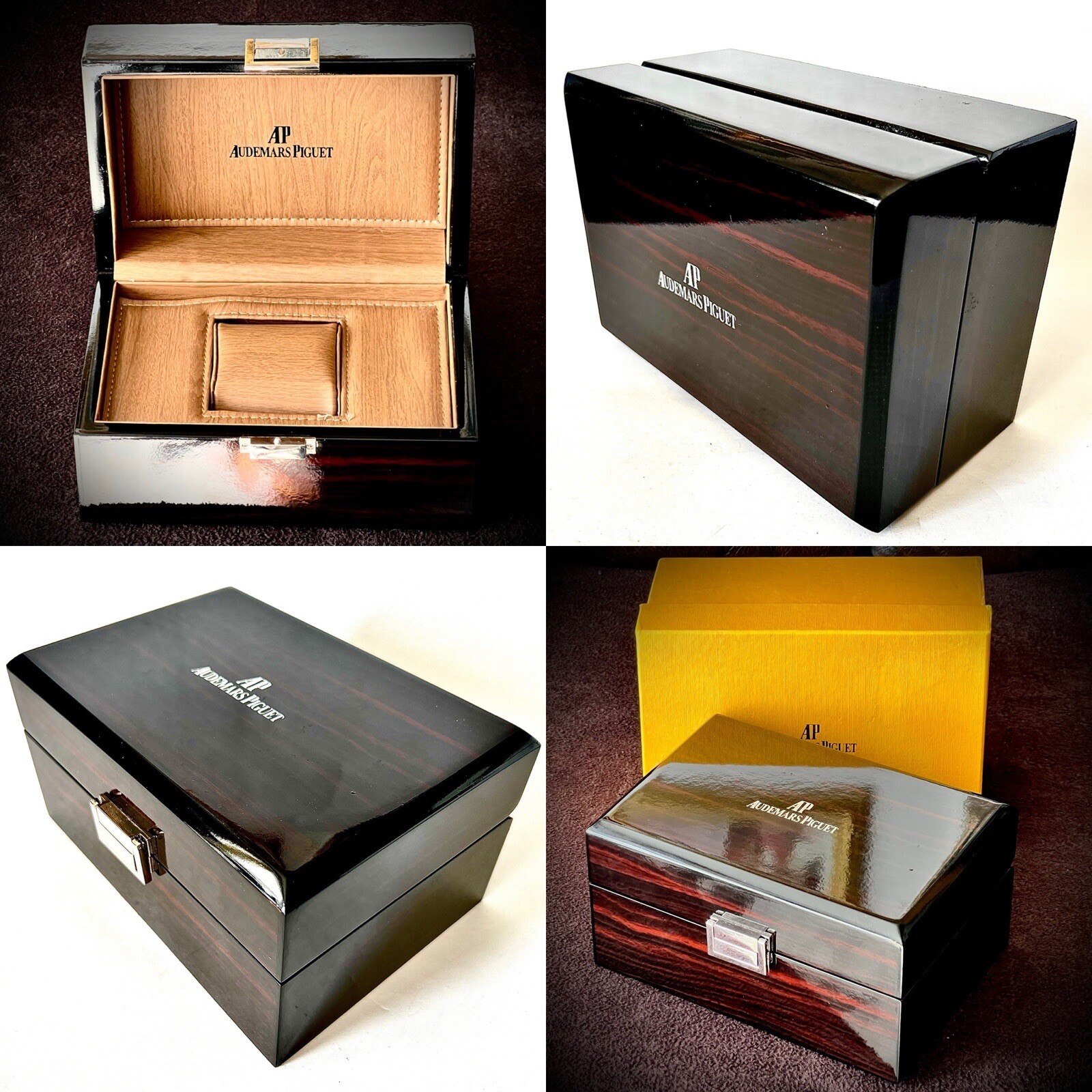 Original Swiss “Audemars Piguet” Walnut Watch Case & Outer Box (8”x6”x 6”, 935g)