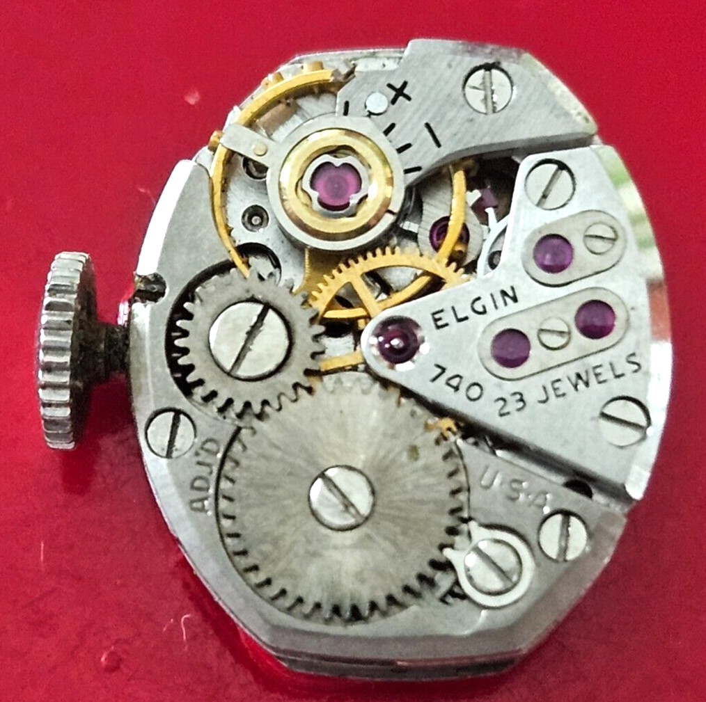 ELGIN 740 23J USA WATCH MOVEMENT (BALANCE RUNS WITH ROTATION) LOT325