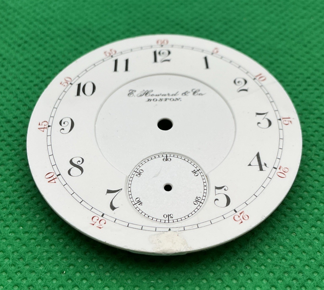 E. Howard & Co Boston 18s Double Sunk Enamel Pocket Watch Dial White (J27)