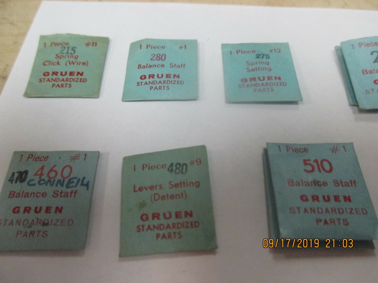 GRUEN NOS WATCH PARTS 215,280, 275 282-3405, 460, 480 510-2 515SS 430