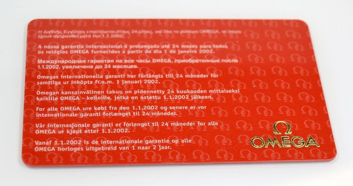 OMEGA Watch Warranty Service Extension Card For Collector (old-stock no booklet)