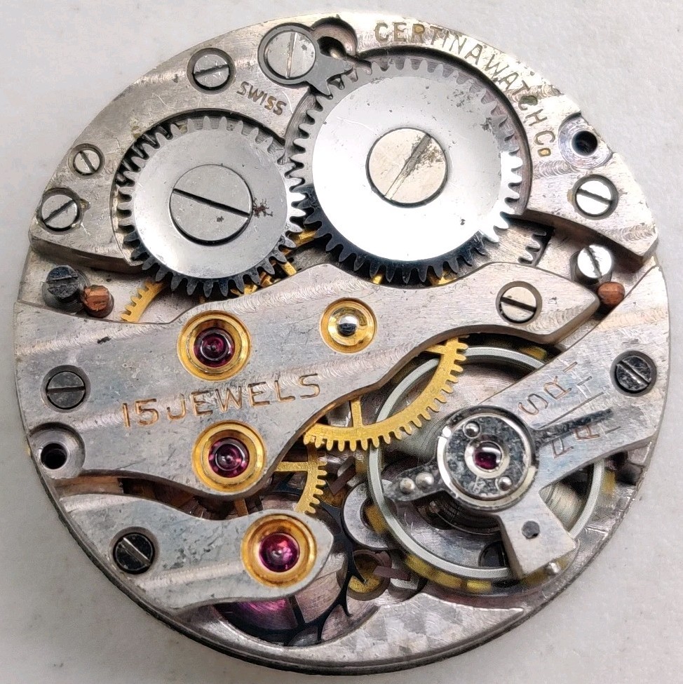 Vintage Certina Peseux 60 15 jewel watch movement Sub Seconds runs for repair