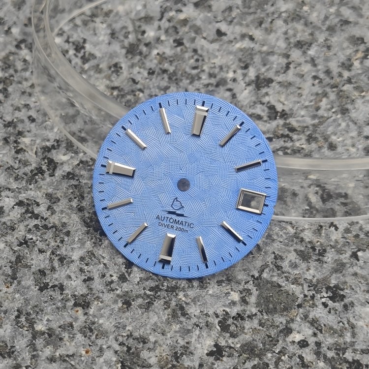 28.5mm Silver Textured Dial 3H Date BGW9 Lume Fit Auto Mod Part
