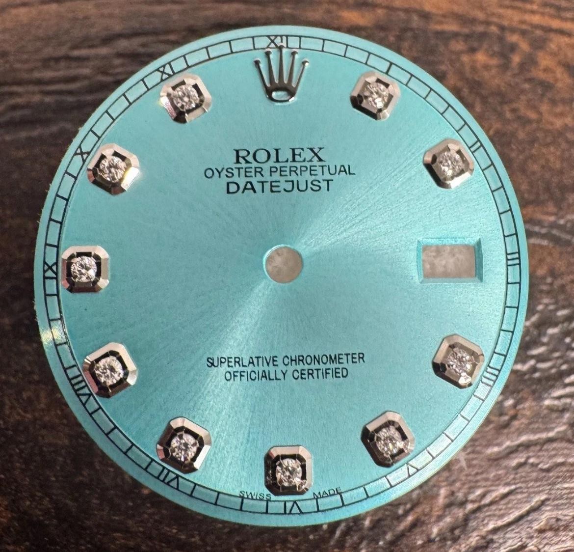 Rolex Datejust 36mm Custom Ice Blue Diamond Dial 1600 1601 1603