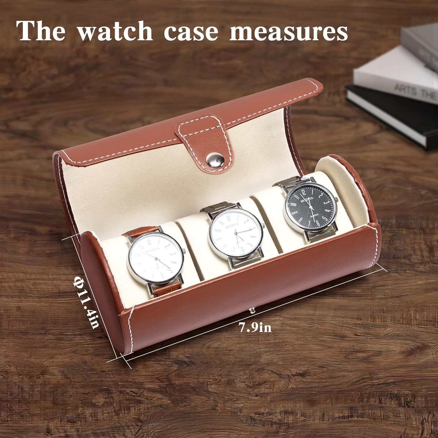 Watch Roll Travel Case Leather – 3 Slot Watch Holder Storage for Travel &#