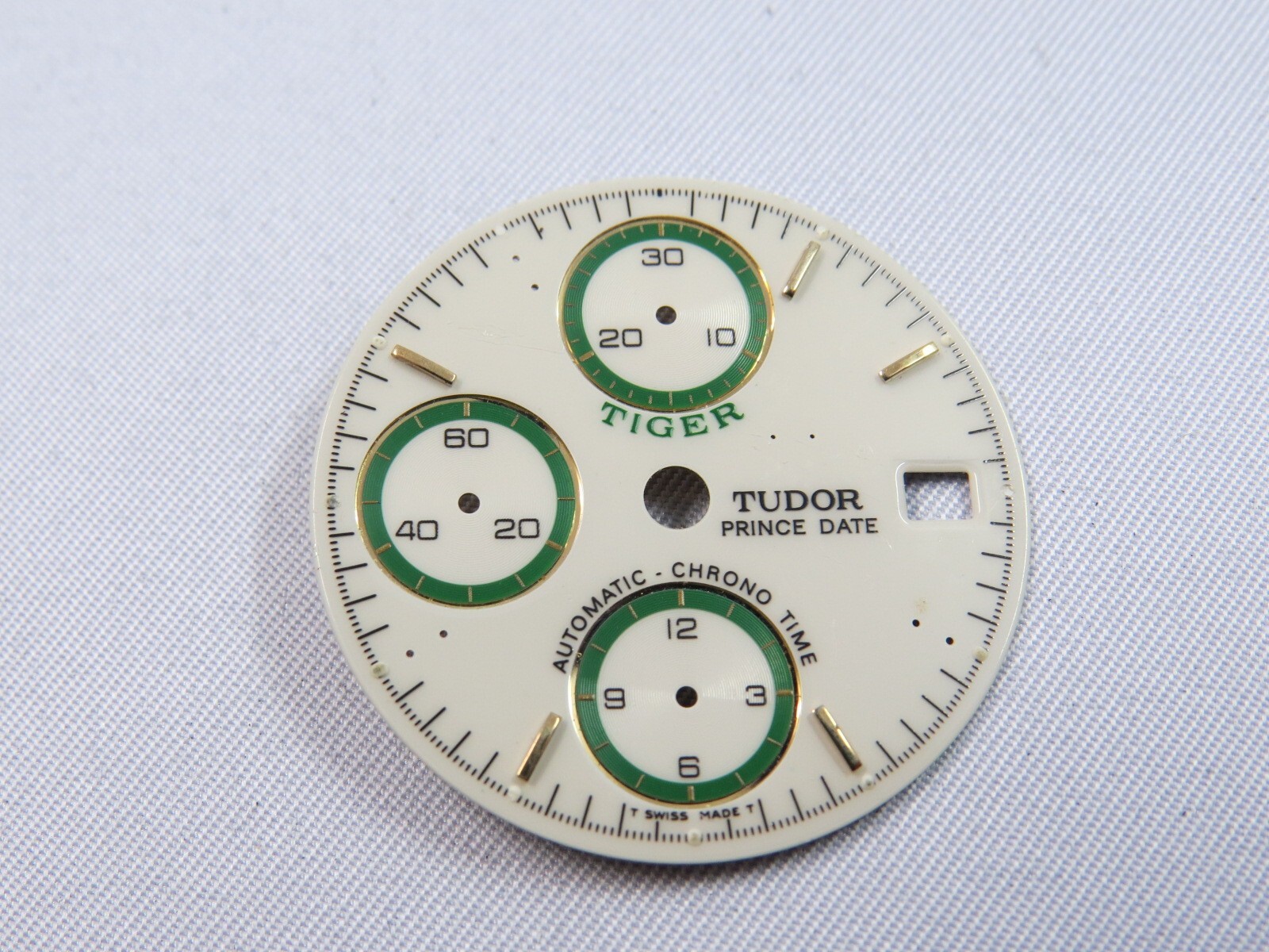 Rolex Tudor Mens White Chronograph Tiger Prince Date Dial for restoration