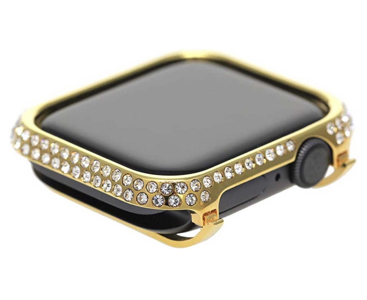 Custom 24k Gold Case For Apple Watch 38mm Series 1 2 3 Diamond Rhinestones
