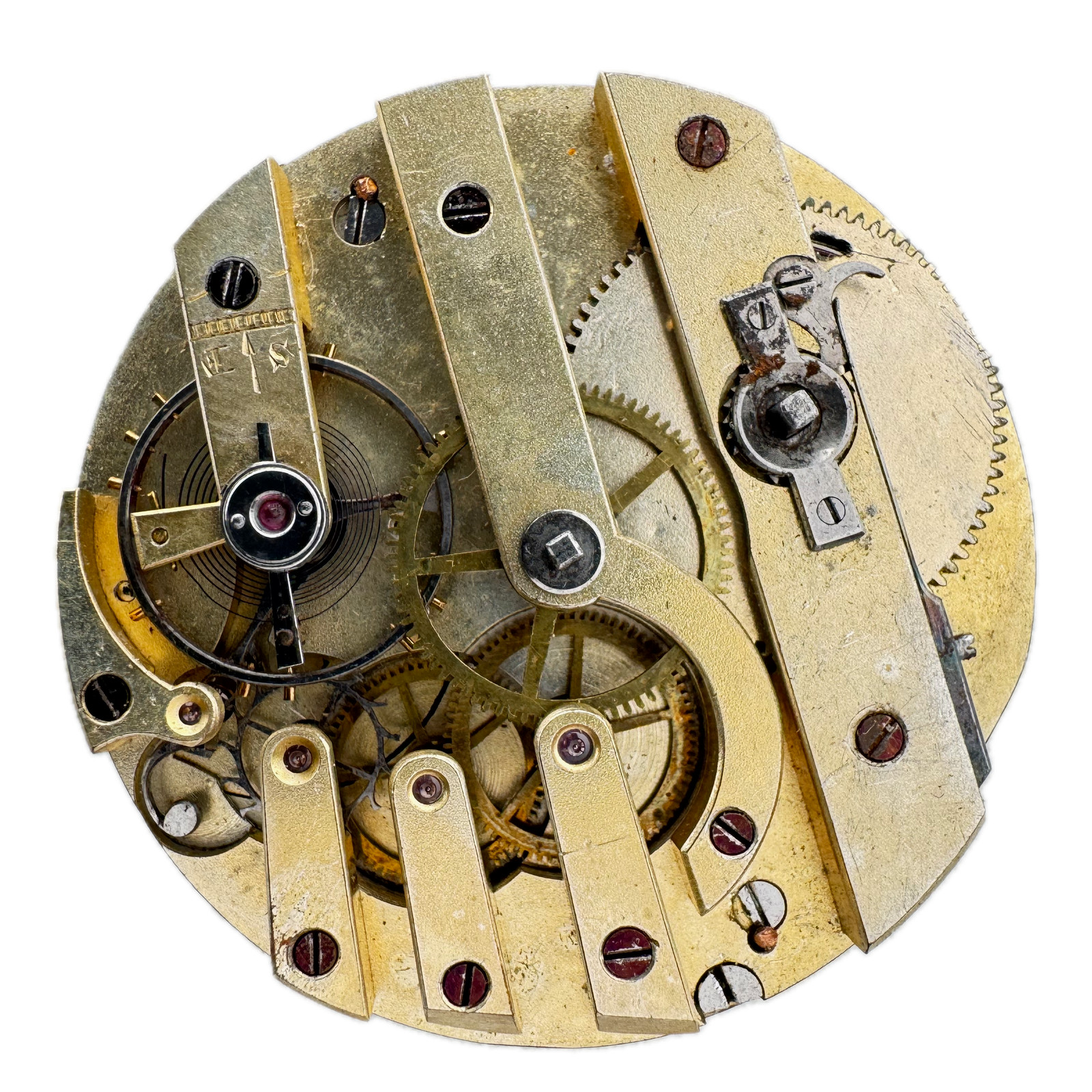 Antique Jules Huguenin Key Wind Cylinder Escapement Pocket Watch Movement Swiss