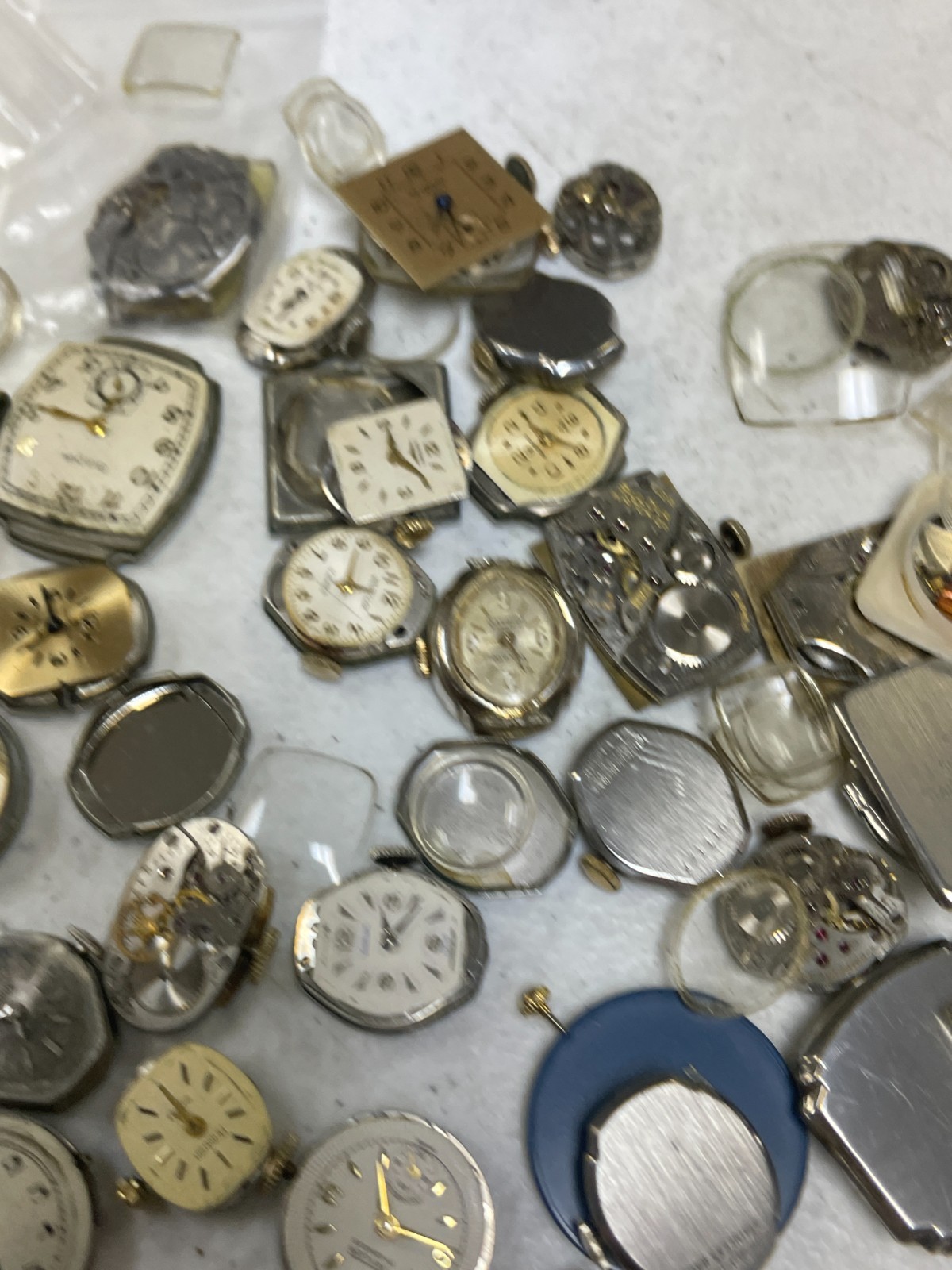 Vintage Watch Repair Parts Lot Movements Cases Dials Crystals Bulova Elgin Craft