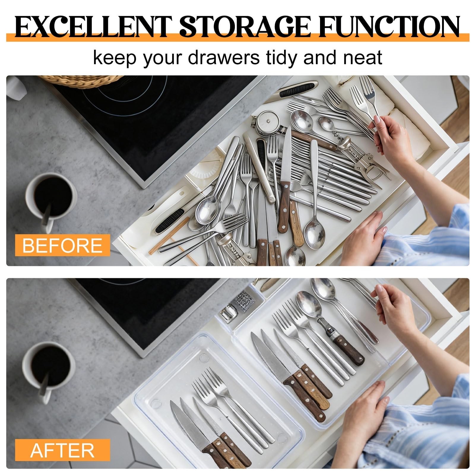 Maitys 12 Pcs Clear Drawer Organizer 9 x 6 x 2 Inches Plastic Rectangle Trays…