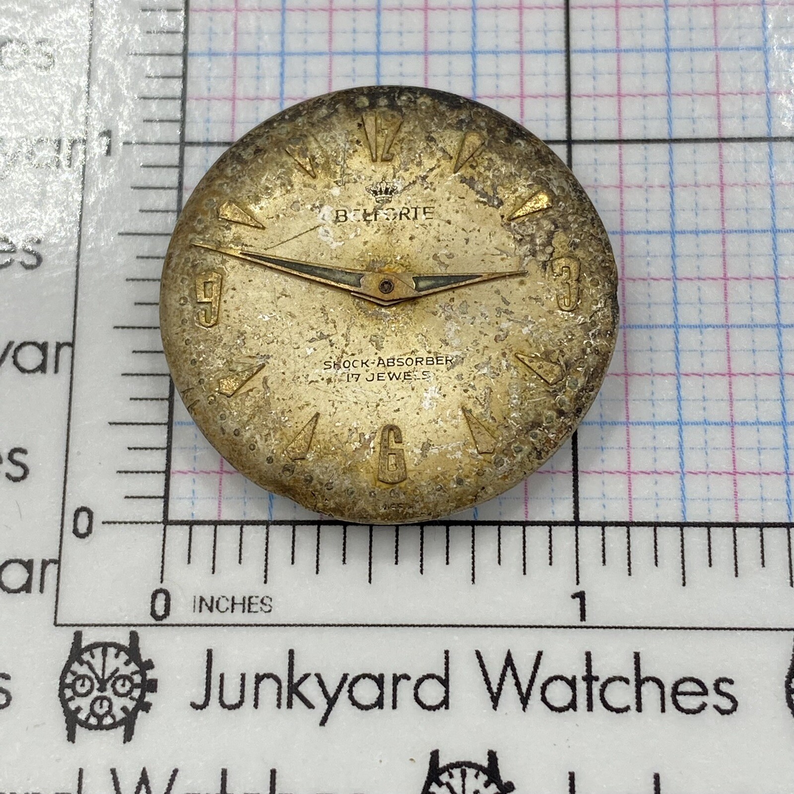 Vintage Belforte Watch Movement Repairs Parts Watchmaker 17 Jewels Swiss 11 K25