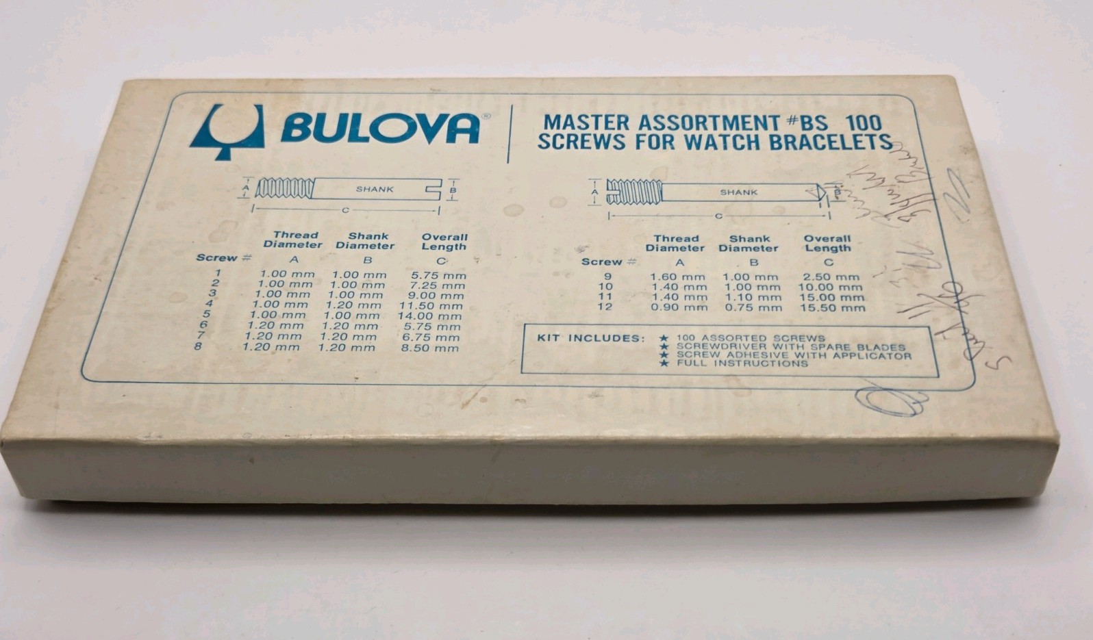 Vintage 1980s Bulova Master Assortment BS100 – Bracelet Screw Kit – Not Complete