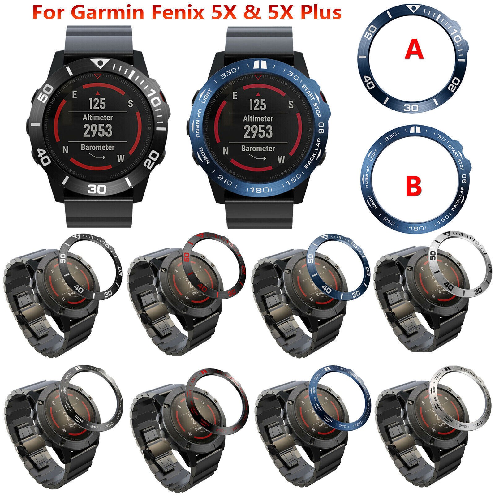 Metal Bezel Ring Guard Bumper Cover Frame Fit For Garmin Fenix 5X /5X Plus Watch