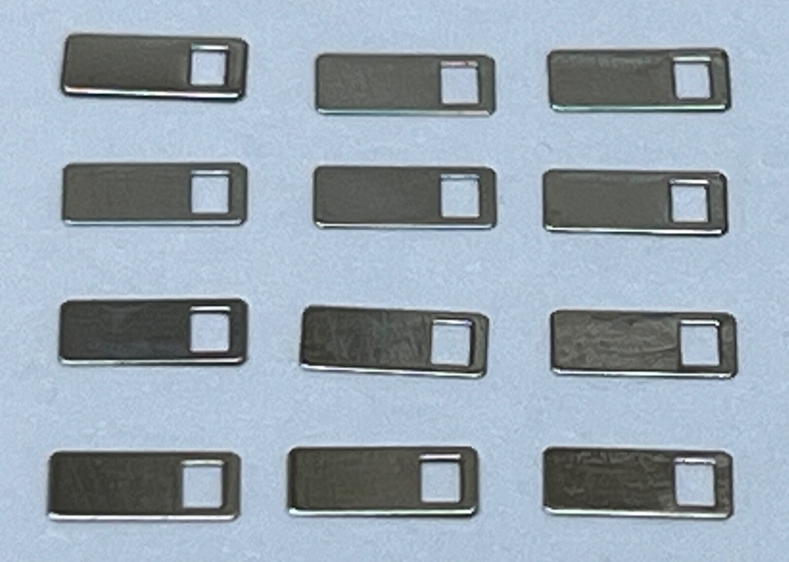 NEW Watch Dial Hour Markers 12 Rectangle Nickel Plated Metal & Adhesive indices