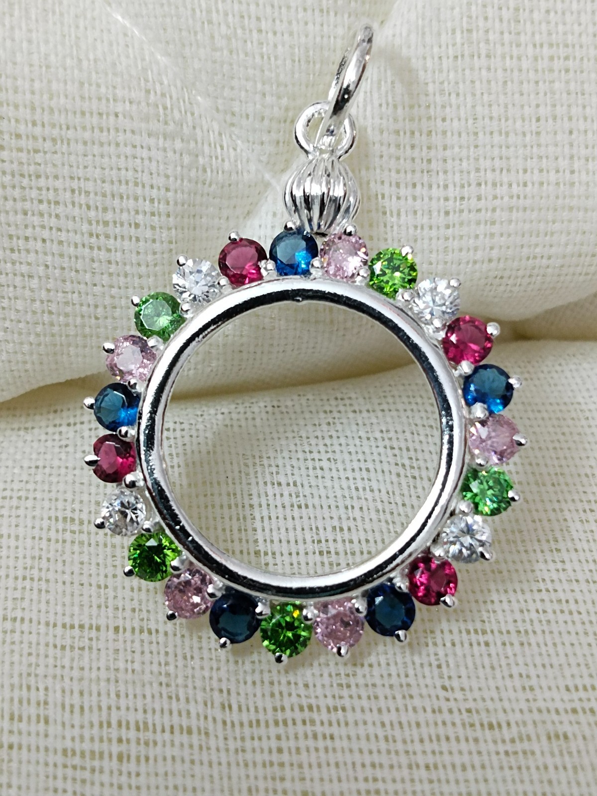 925 Sterling Silver Round CZ Bezel Pendant Handmade Blank Bezel