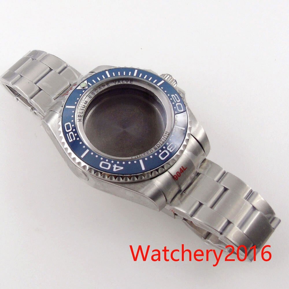 43MM Watch Part Blue Bezel Watch Case Letter Chapter ring Fit NH35 2824 Movement
