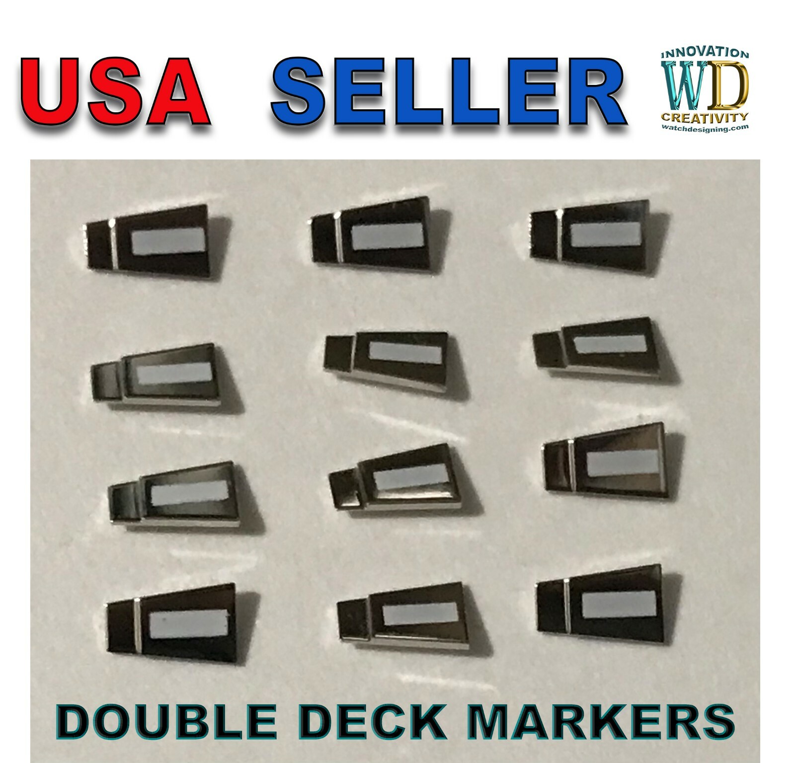 Watch Dial Hour Markers Silver 12 pieces Indices Indexes Numerals Dots Bars New