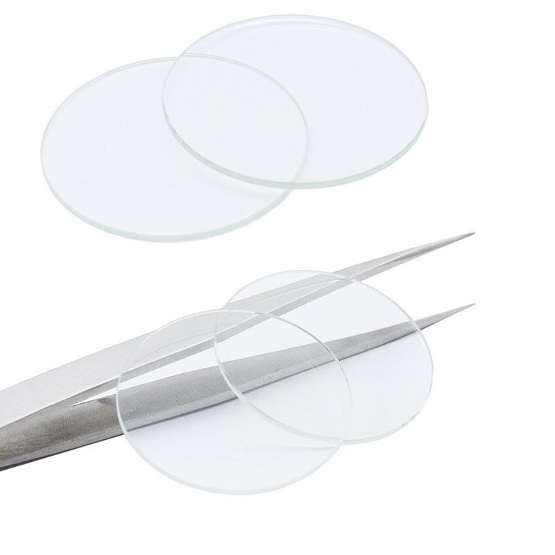 2PCS 0.8mm Flat Round Watch Crystal Mirror Smartwatch Lens Tool Glass 16-34.5mm