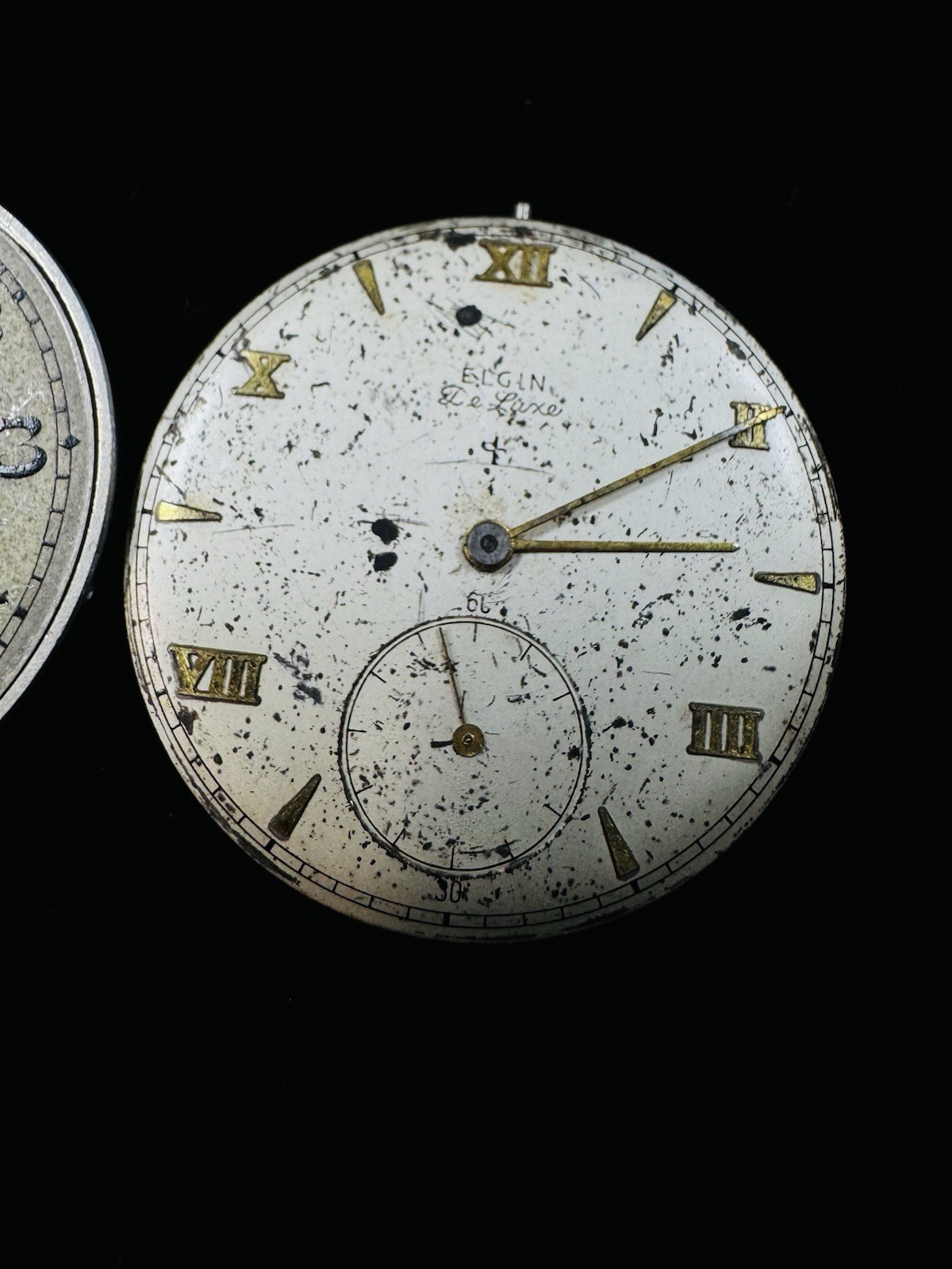 Lot of 2 Vintage Pocket Watch Movements – Waltham 15J & Elgin Deluxe 17J – Parts