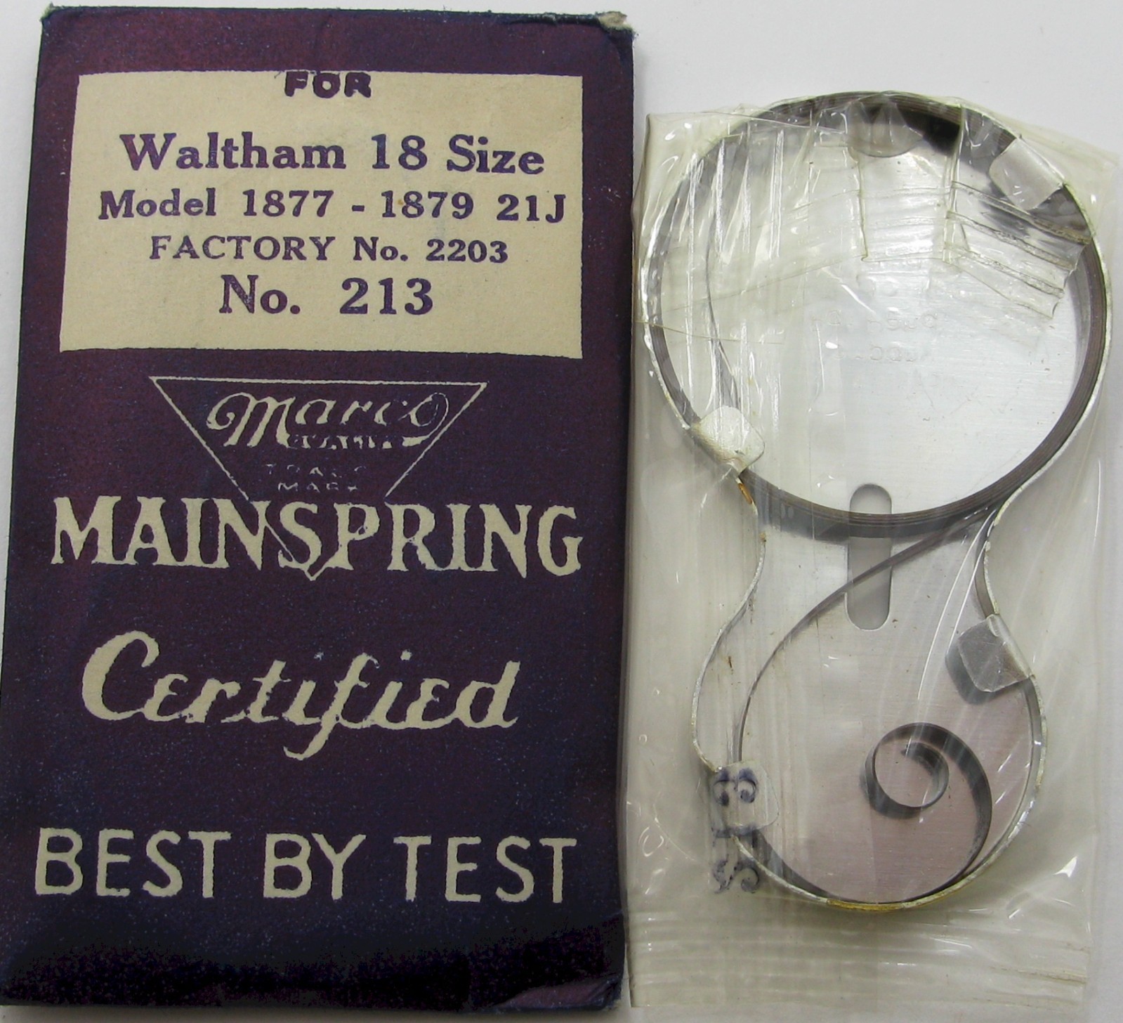 Waltham 18s 1877-1879 2203 21 jewels Watch Mainspring 1 piece * blue alloy *