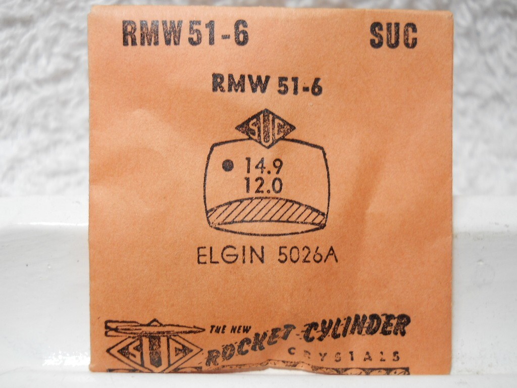 SUC RMW51-6 Watch Crystal Fit Elgin 5026A – 14.9 x 12.0 mm Replacement / Repair