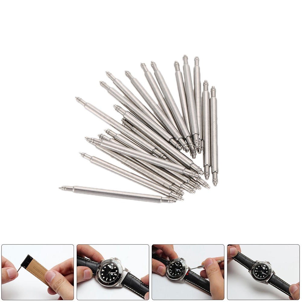 20pcs Watch Pin Bar Spring Bars Watches Strap Link Wristwatch Band Steel Tool