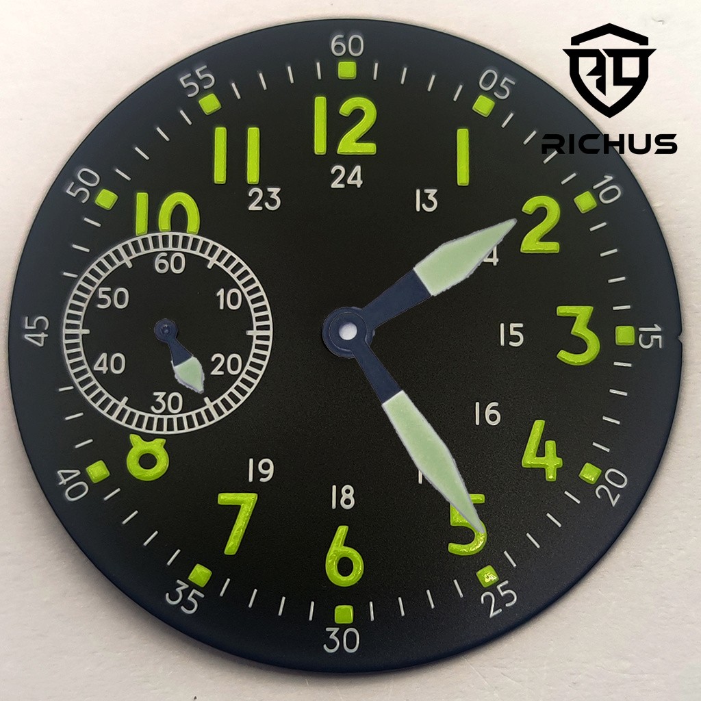 39mm Watch Dial With Hand Green Luminous Fit ETA6497 ST3600 Movement Accessories