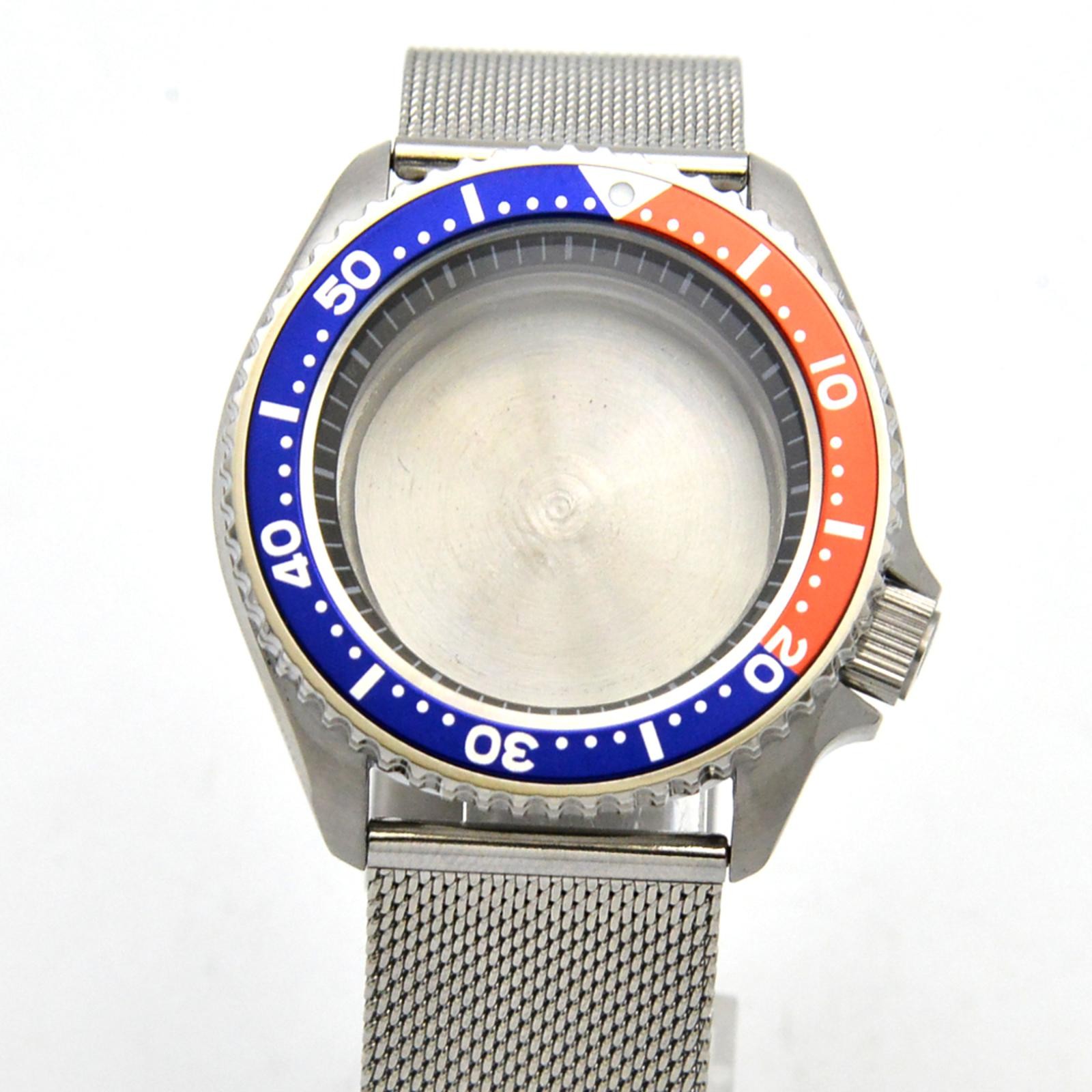 Blue Orange 42mm Steel Watch Strap Belt Bezel Case Set For NH35/36 Movement