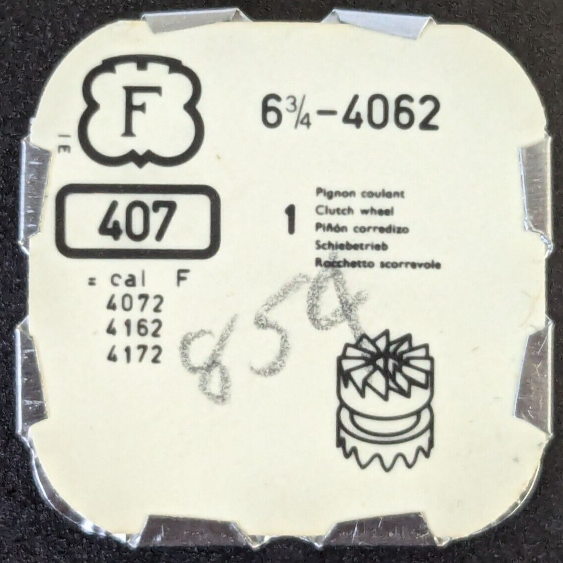 NOS FELSA Cal. 4062 4072 4162 4172 Clutch Wheel Part # 407