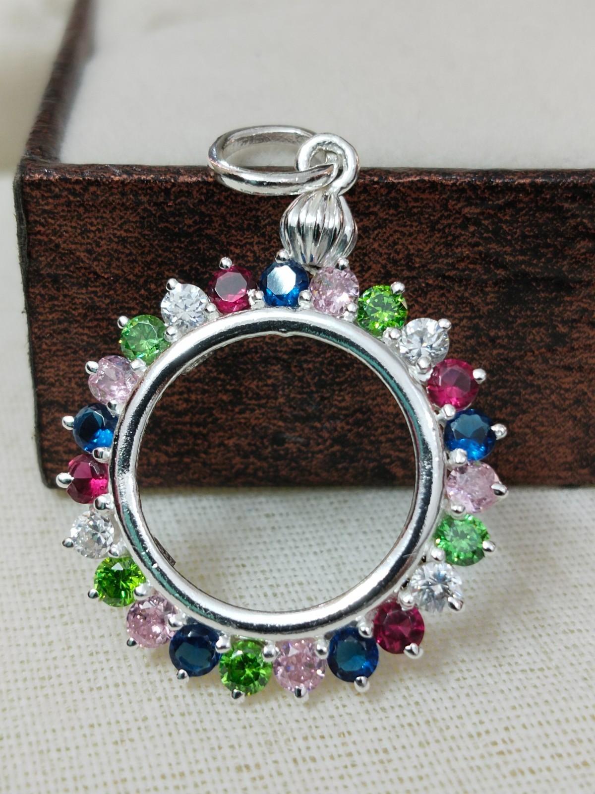 925 Sterling Silver Round CZ Bezel Pendant Handmade Blank Bezel