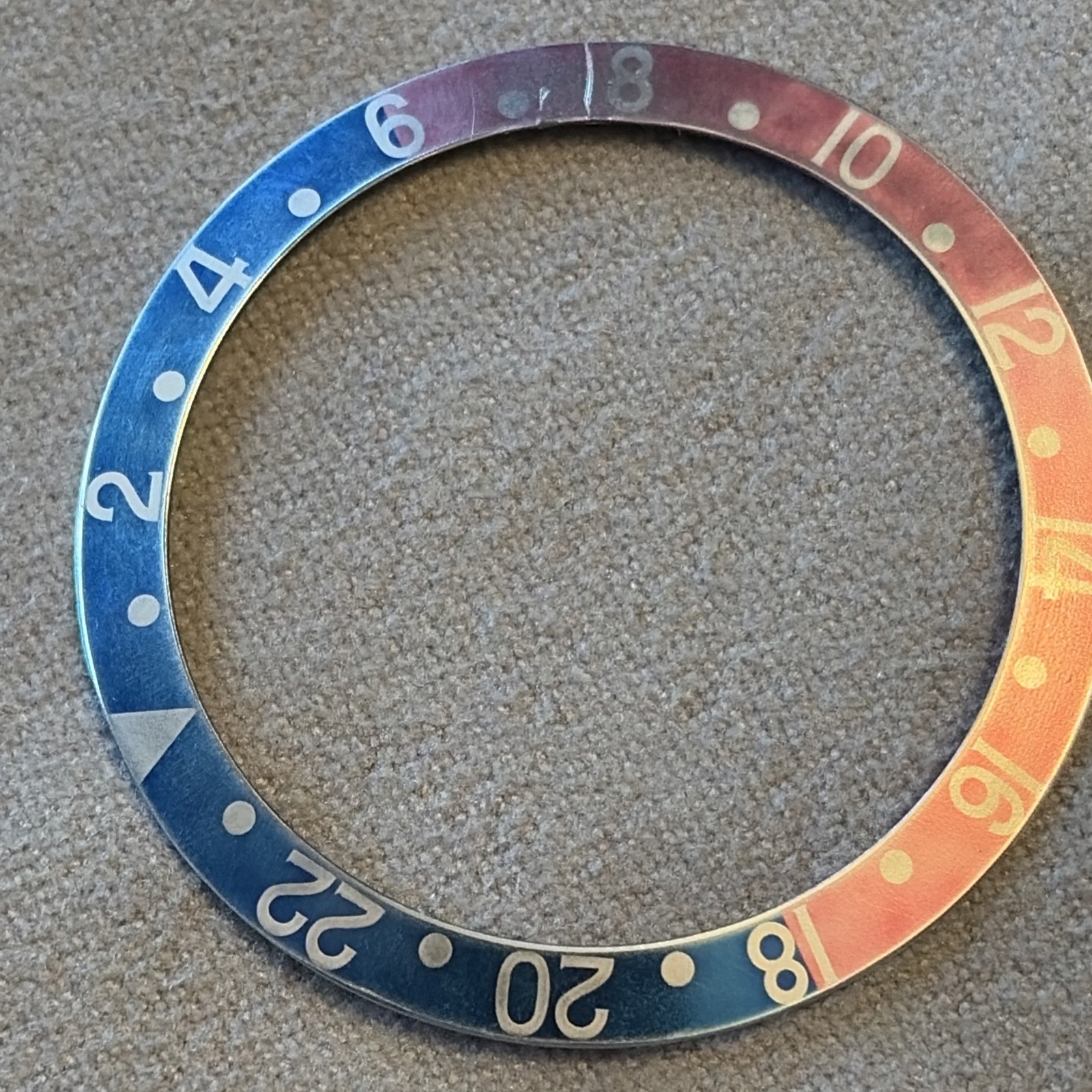 NEW AGED BEZEL INSERT PEPSI ALUMINUM FOR ROLEX GMT BLUE RED. 37.5 x 30.7 mm