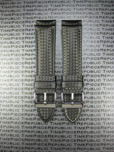 20mm Carbon Fiber LEATHER STRAP Black Watch Band IWC PILOT Top Gun Portuguese